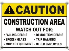 Caution Construction Area Sign